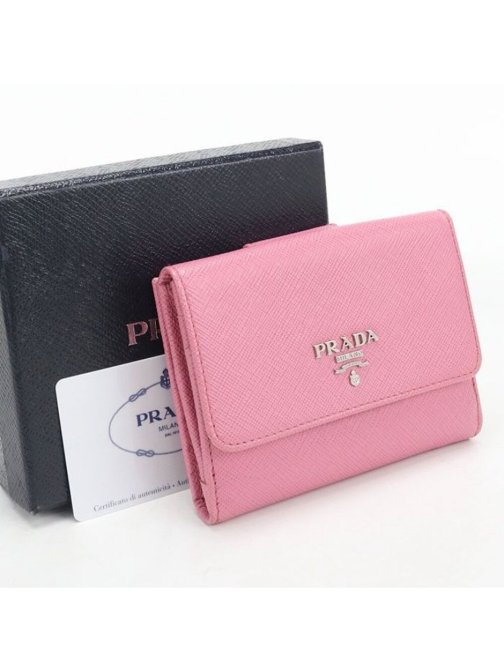 Prada Saffiano Leather Trifold Wallet Calfskin